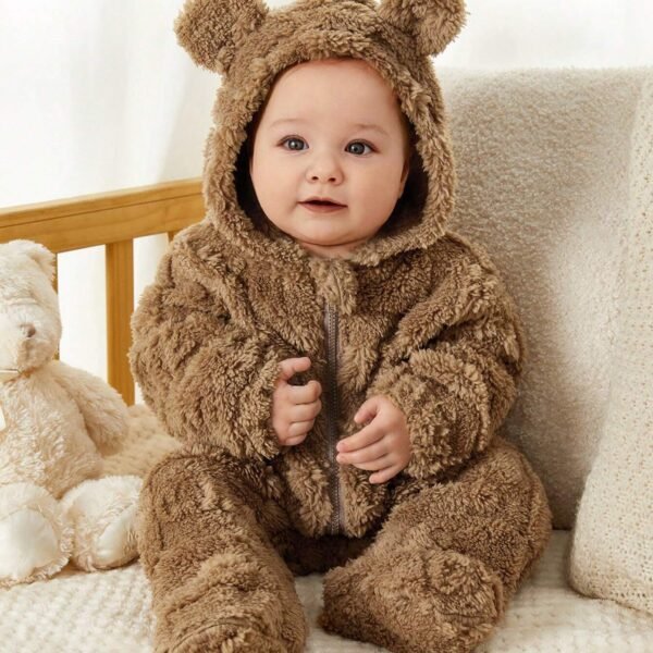 SnuggleCub™ Fleece Hooded Footie Romper | Warm Cartoon-Print for Newborn Boys & Girls